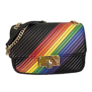 Michael Kors MK Crossbody Shoulder Rainbow Bag Peyton Flap Chain Strap Quilted
